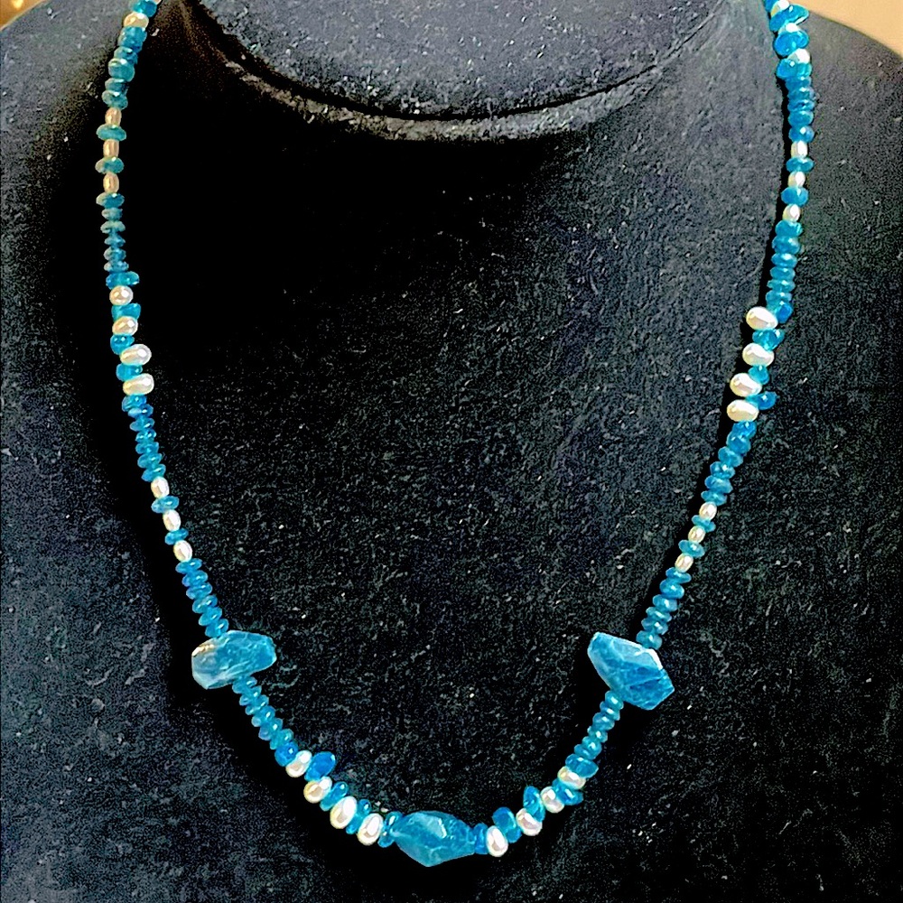 Pearl and Apatite Necklace